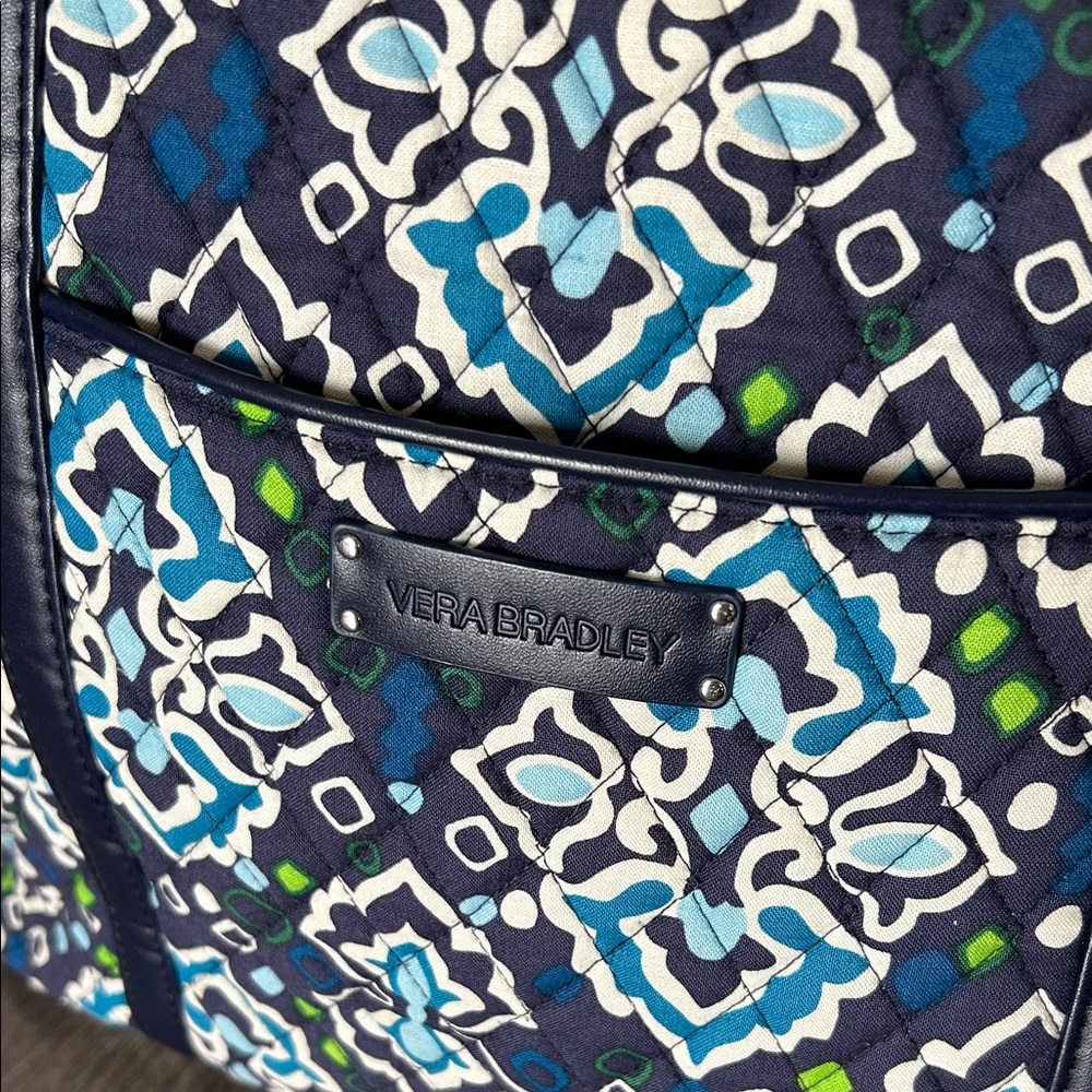 Vera Bradley Navy and Teal Patterned Tote - Picture 2 of 9